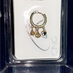 Icing Gold Charm Hoop Earring